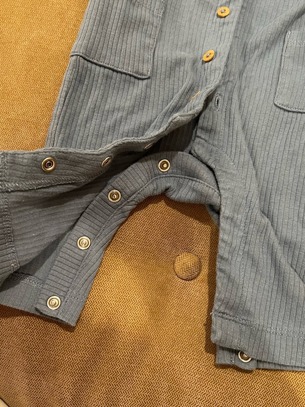 Carter's Slate Blue Ribbed Button-Front Romper - Picture 2 of 4